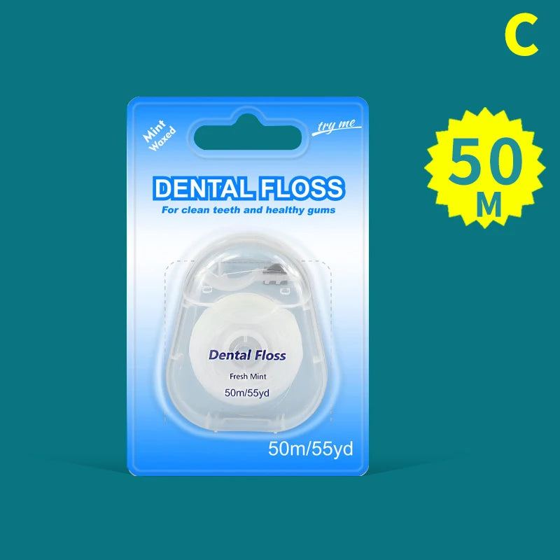 50m Portable Floss Care Picks Tooth Cleaning Tool Case Practical Qme C box
