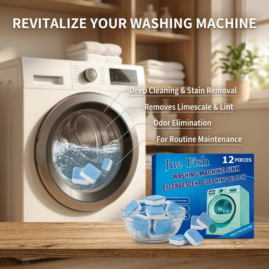 Washing Machine Effervescent Cleaning Tablets Removing Stains & Scale Eliminate Odors Routine Maintenance Washer Cleaning Sheet Qme