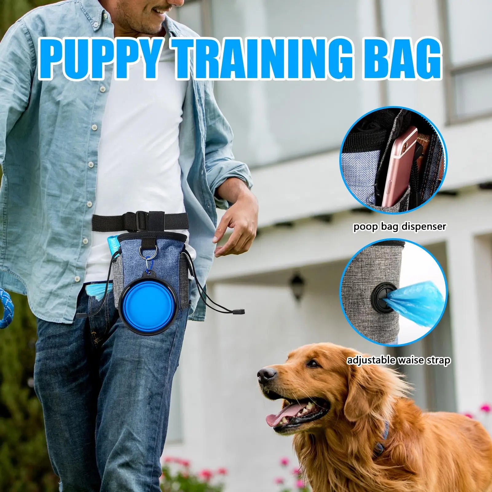 Dog Training Bag Supports Pouch Folding Bowl Large Capacity Container Qme