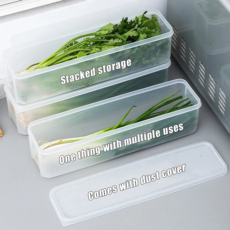 Refrigerator Organizer Boxes Kitchen Accessories Long Rectangular Qme