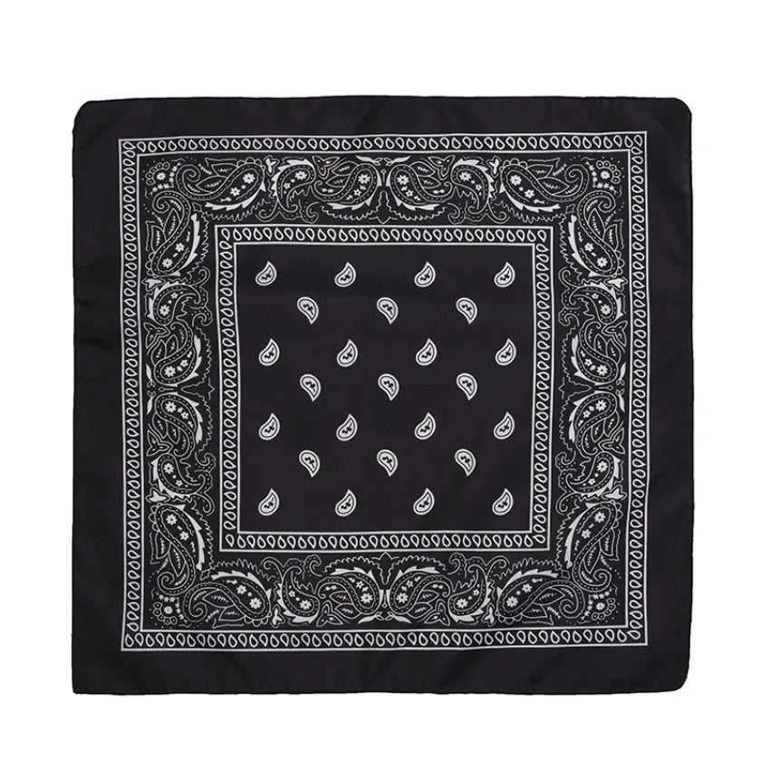Fashion Hip Hop Bandana Kerchief Unisex Black Hair Band Neck Scarf Qme black 55CM-55CM