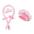 Heatless Curling Rod Satin Nightcap Women No Heat Hair Rollers Qme Pink with cap