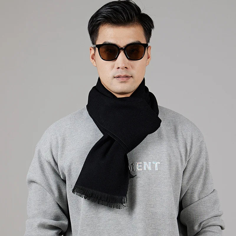Solid Cashmere Scarf Winter Warm Neckerchief Pashmina Navy Black Qme