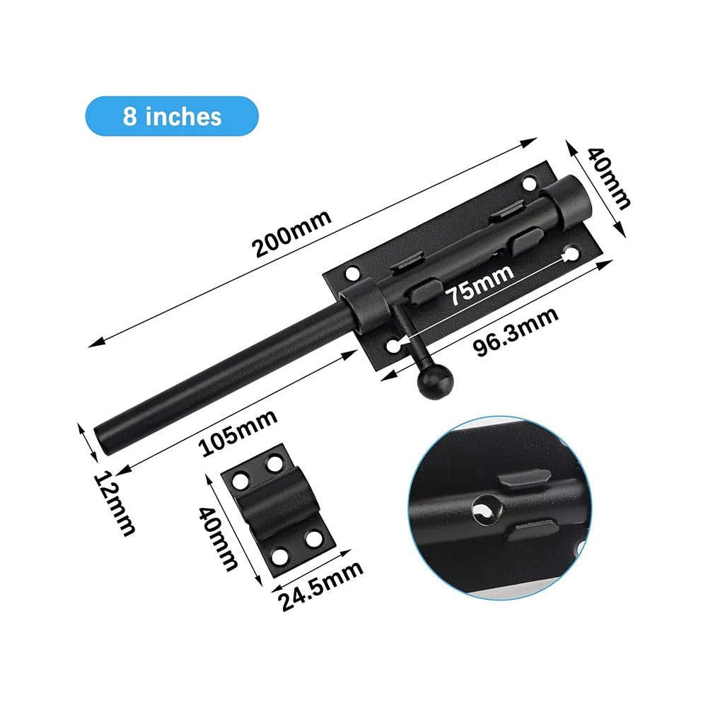 Door Latch Sliding Bolts Latch Hasp Gate Safety Lock Heavy Duty Garden Gate Shed Sliding Tower Bolt Latch Catch Home Hardware Qme