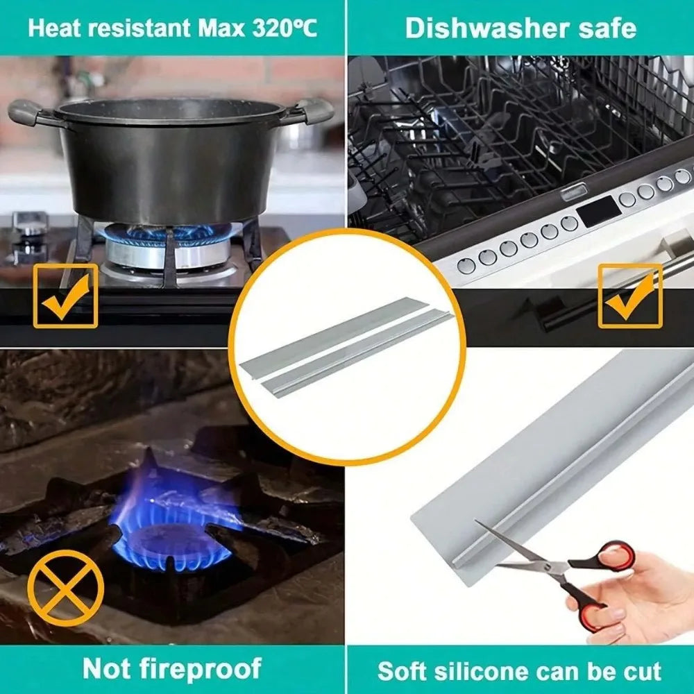 Silicone Gap Strip Kitchen Gas Stove Sealing Anti-oil Anti-stain Seal Qme