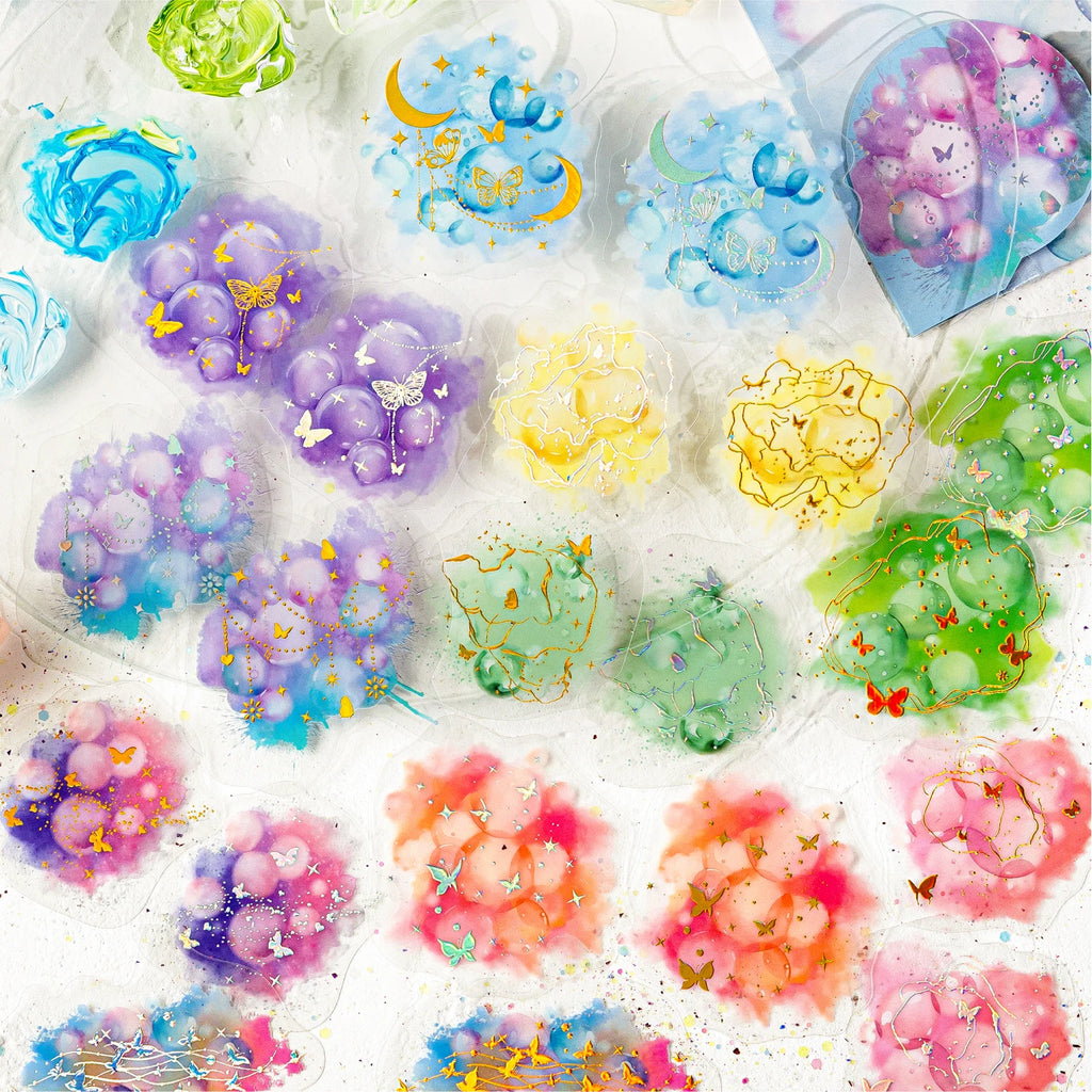 Holographic Waterproof Silver Floral Stickers 20 Sheets for Scrapbooking Journal DIY Decoration Collage Diary Supplies Qme