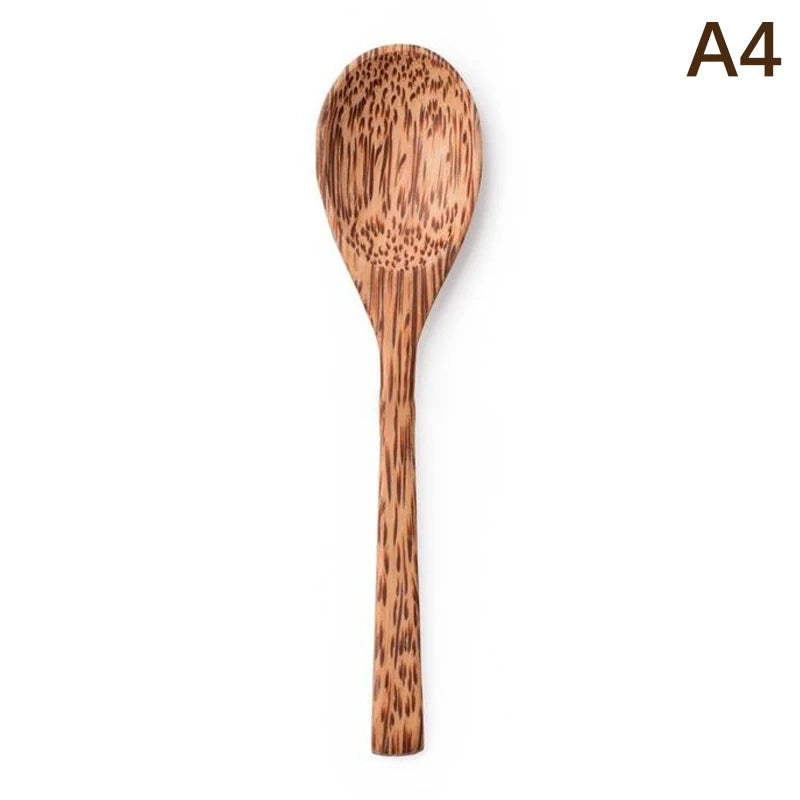 1Pc Natural Coconut Bowl Wooden Handmade Coconut Bowls for Eating Tableware Fork Spoon for Dessert Fruit Salad Mixing Rice. Qme A4