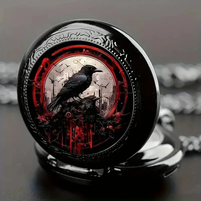 Colorful Pattern Medium Pocket Watch Retro Flip Decoration Necklace Watch Personalized Trend Male and Female Student Quartz Qme 4