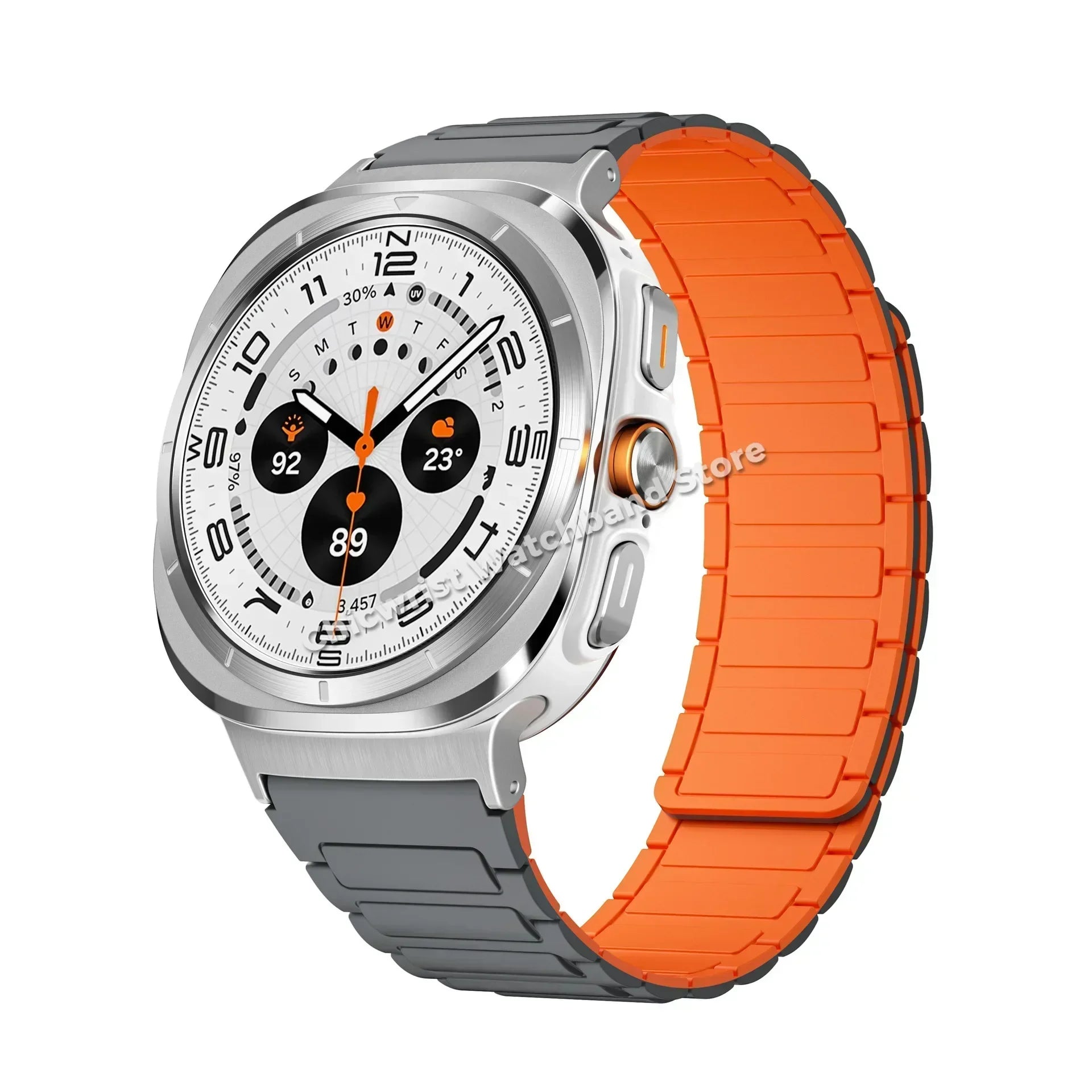 Silicone Sport Band for Samsung Galaxy Watch 7 Ultra 47mm Magnetic Loop Strap for Watch 7 Ultra 47mm No Gaps Curved End Bracelet Qme HOS Galaxy Ultra 47mm