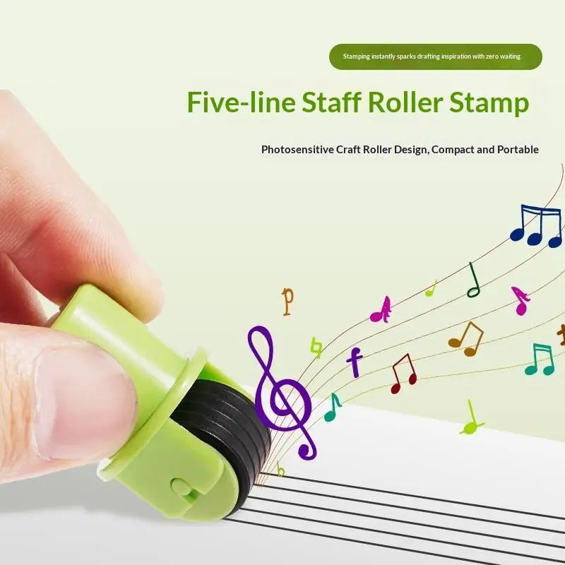 Music Staff Rolling Ink Stamp 5 Line Uniform Pattern Professional Qme