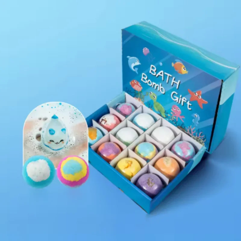 Natural Bath Salt Ball Pack Gift Box Containing Children's Surprise Toys Fun Bathing Moisturizing Anti Drying Bath Bombs Qme