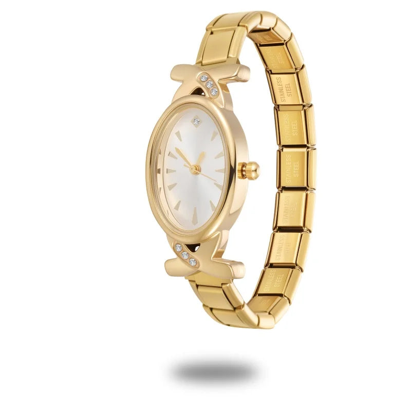 Wholesale Fashion Men Womens DIY 9mm Width Italian Elastic Charm Stainless Classic Oval Watch Bracelet Bangle For Birthday Gifts Qme S 8