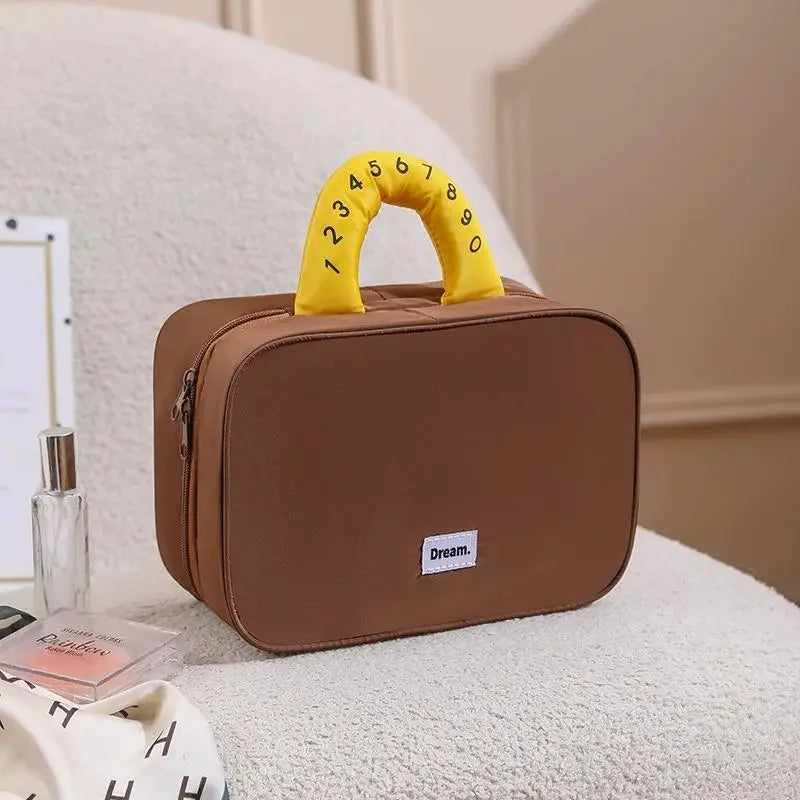Makeup Bag, Large Capacity Waterproof Hand-Held Storage Bag, Cute And Portable, Business Travel Partition Layered Toileting Bag Qme A8