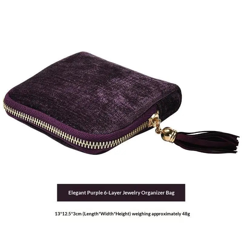 Soft Velvet Portable Jewelry Storage Bag Multi Slots Golden Zipper For Travel Bracelet Earring Necklace Storage Qme A11