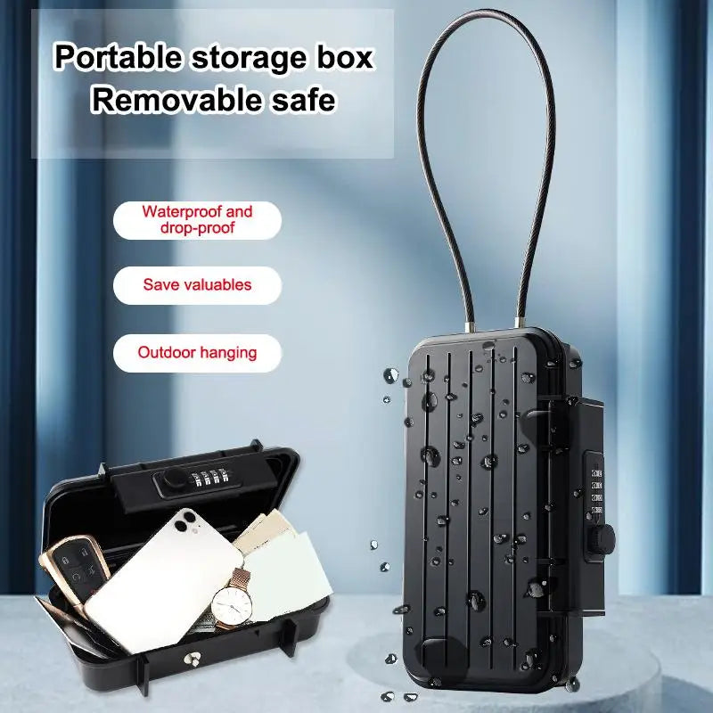 Outdoor Portable Safe Box 4 Digit Combination Lock Steel Wire Beach Qme