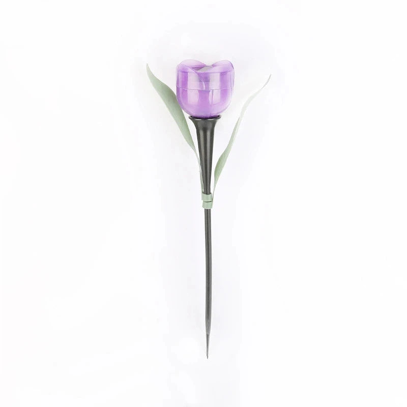 Garden Tulip Flower Shape LED Solar Powered Waterproof Tube Lawn Qme Purple