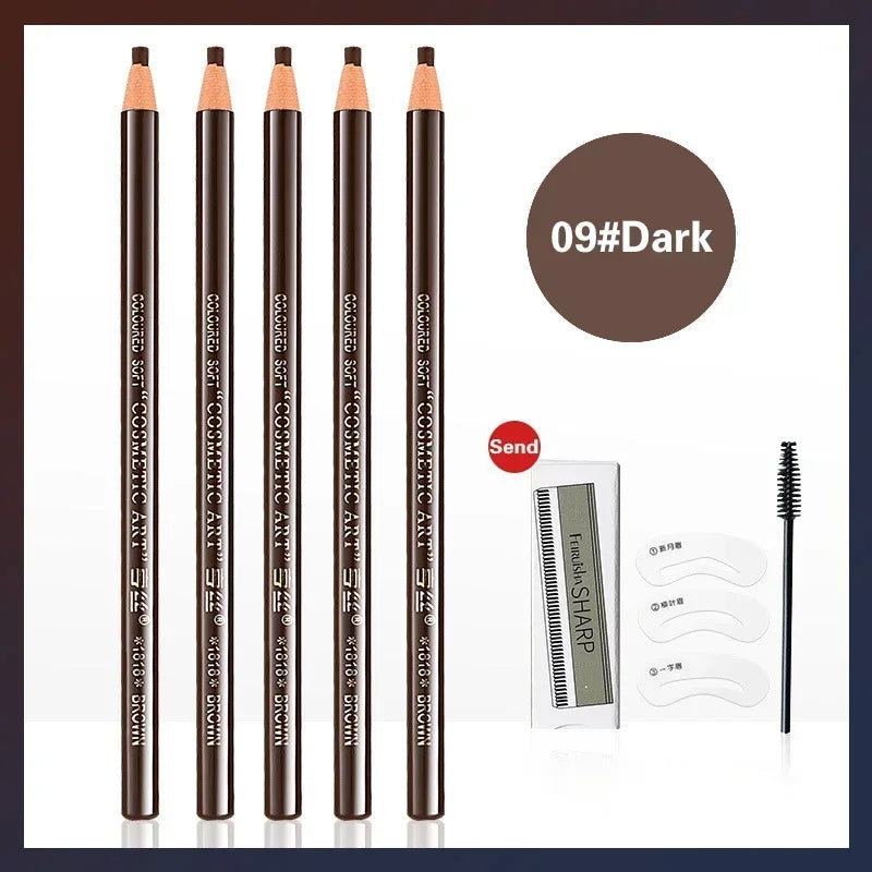 Waterproof Art Tint Makeup Eye Brow Pen 5pcs Professional Microblading Pencil Eyebrow Tattoo Tint Enhancers Cosmetic Wholesale Qme 5Pcs-09