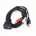 Car Boat Mot 1 Meters Length USB 2 RCA To 3.5mm Female Flush Mount AUX Stereo Qme black 3m