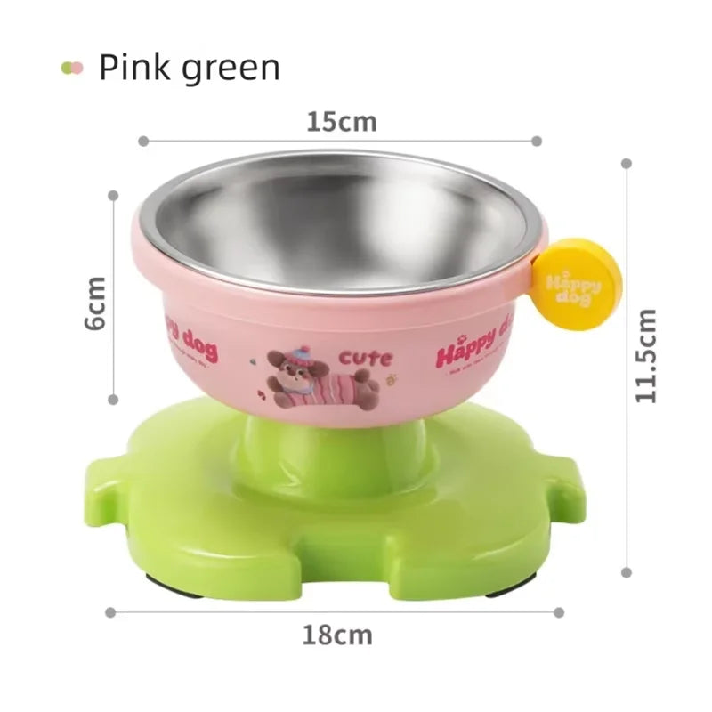 Pet Puzzle Bowl with Stainless Steel Bowl Detachable Splicing Base Anti-slip Stable Feeding Bowl for Cat Dog Qme pink-green