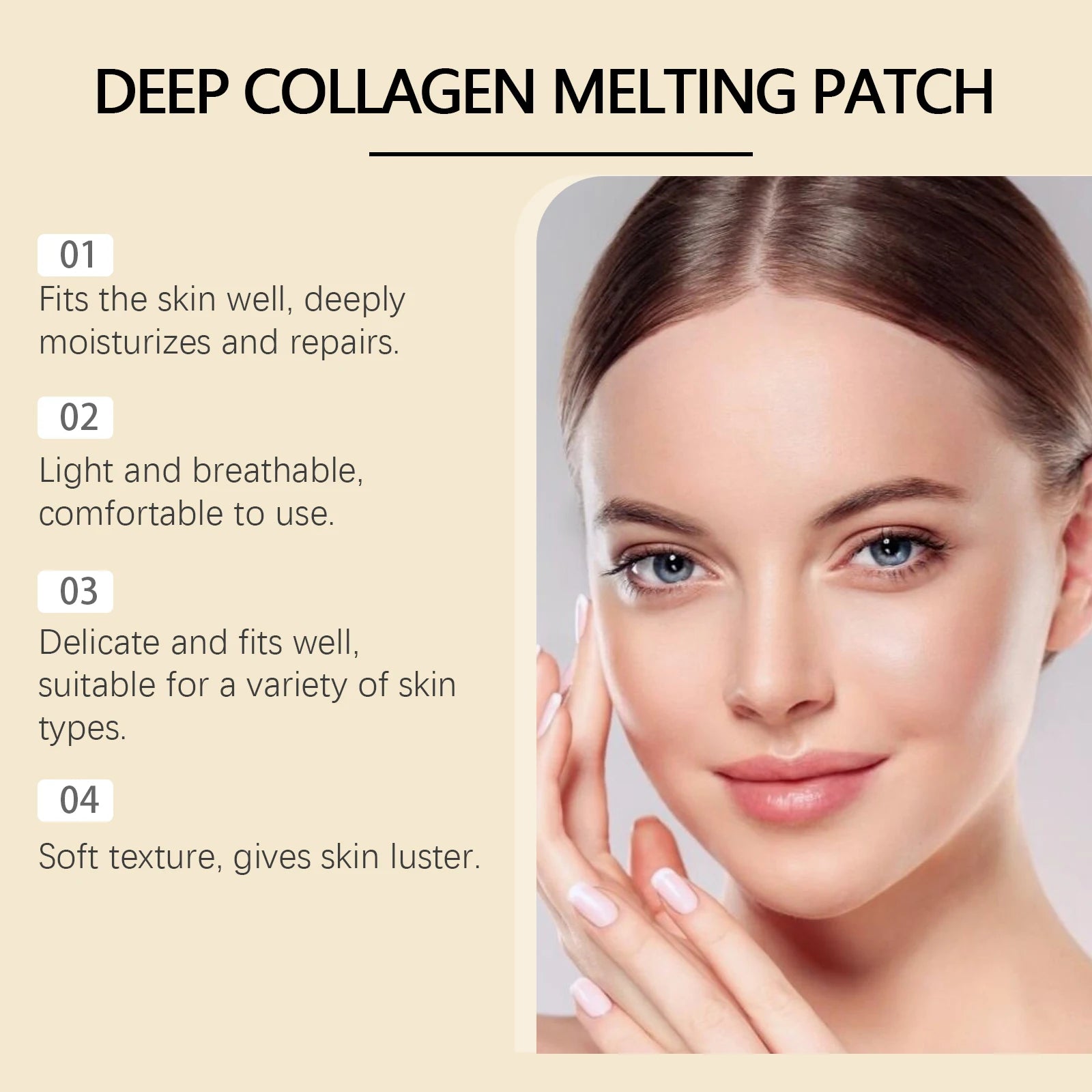 Collagen Protein Water Soluble Patches for Forehead Eye Area Absorbable Elasticity Firming Moisturizing Essence Patch Face Care Qme