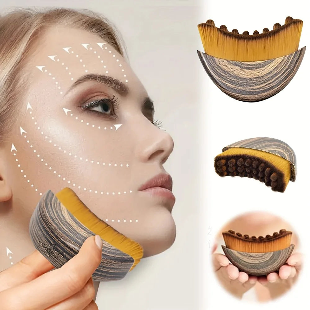 Lymphatic Contour Face Brush Dry Brushing Drainage Massager Chin Qme 1Pc