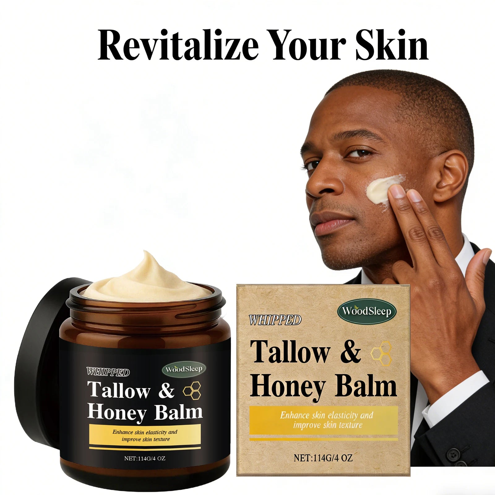 Beef Tallow Honey Balm for Men Lasting Moisturizing Dryness Soothing Skin Firming Smoothing Roughness Anti Aging Face Cream Qme