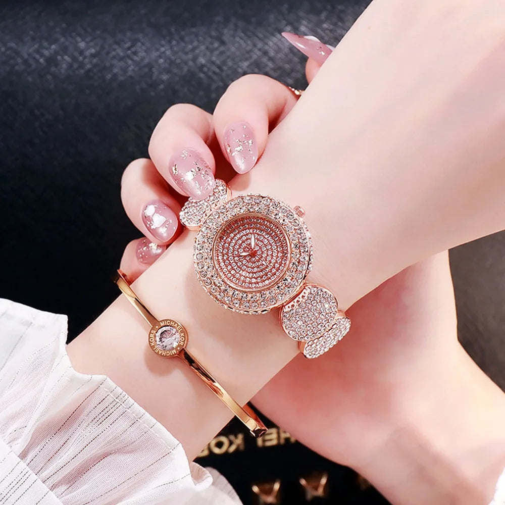 Fashion Pattern Diamond Ladies Watch for women Quartz Women's Watch Girls Lady Clock Bracelet Chains Free Shipping Ladies Dress Qme