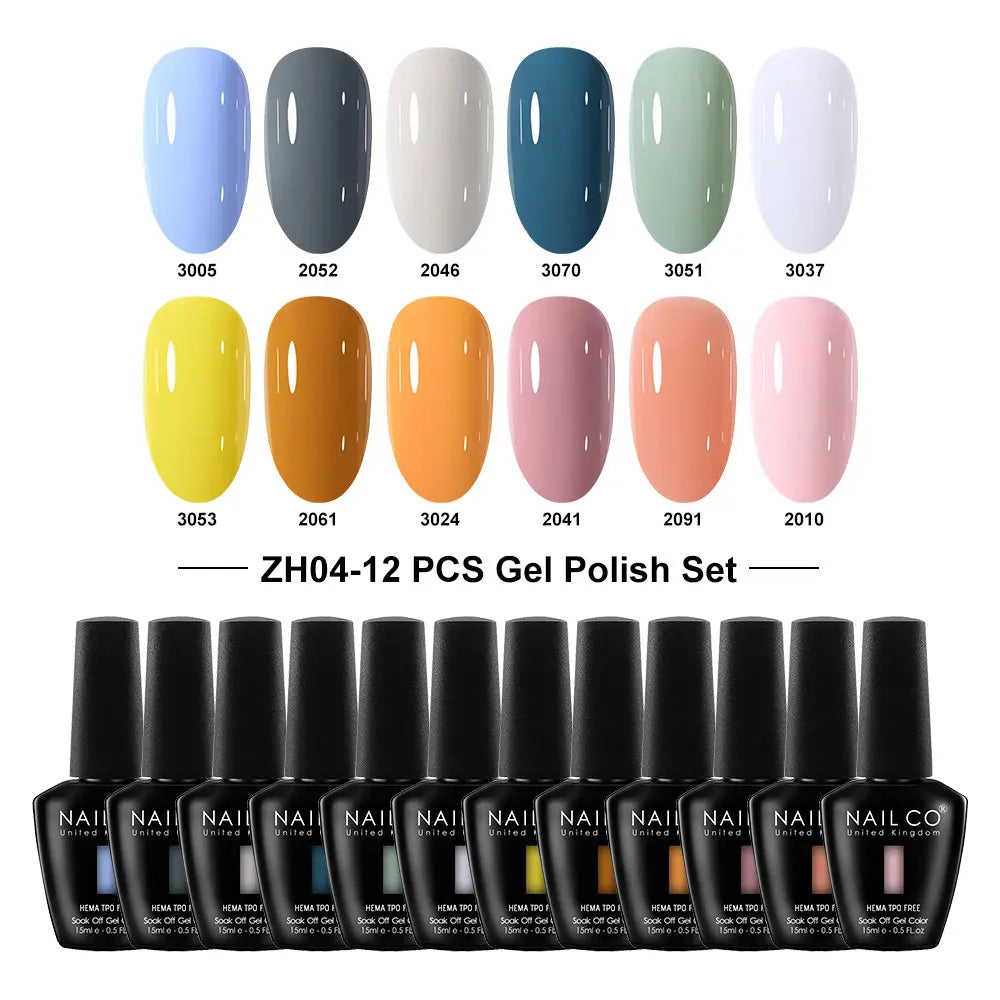 NAILCO Summer Macaroon Gel Nail Polish Semi Permanent UV Soak Off Art Qme NC-12H-ZH04