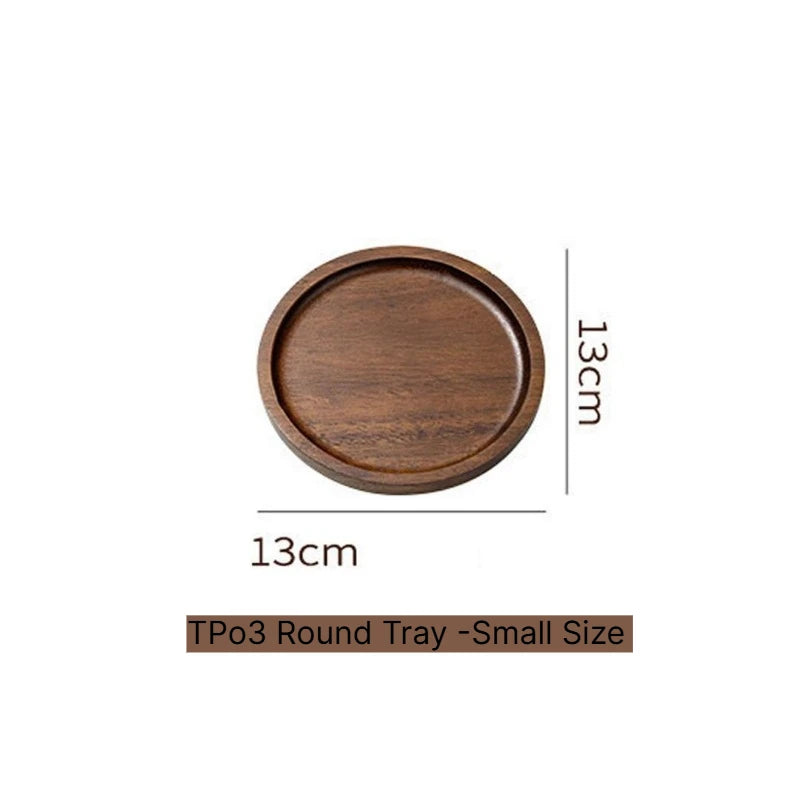  A Tableware Solid Wood Food Tray Round Rectangle Dessert Plate Japanese-style Wooden Snack Fruit Tea Saucer Pallet Bread Board Qme 03Round Tray Small 10.3 inches