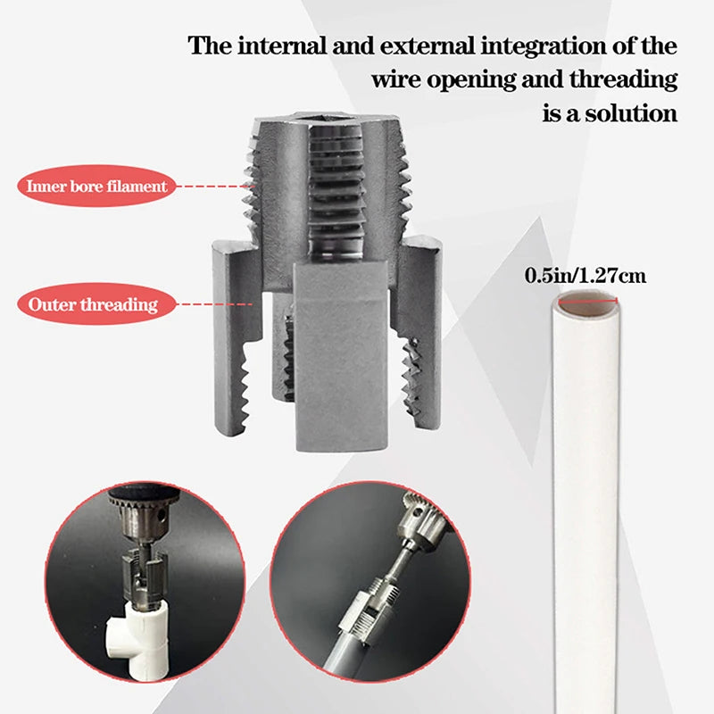 Pipe Thread Cutting Tool Integrated Internal External Pipe Threading Tool Electric Drill Compatible PVC Pipe Threader Kit. Qme