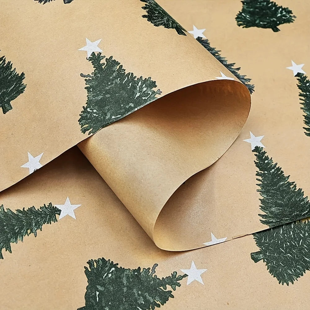 1 Roll Christmas Tree Wrapping Paper - Holiday Christmas and Birthday Decorations, Colorful Gift Wrapping, DIY Party Sup Qme