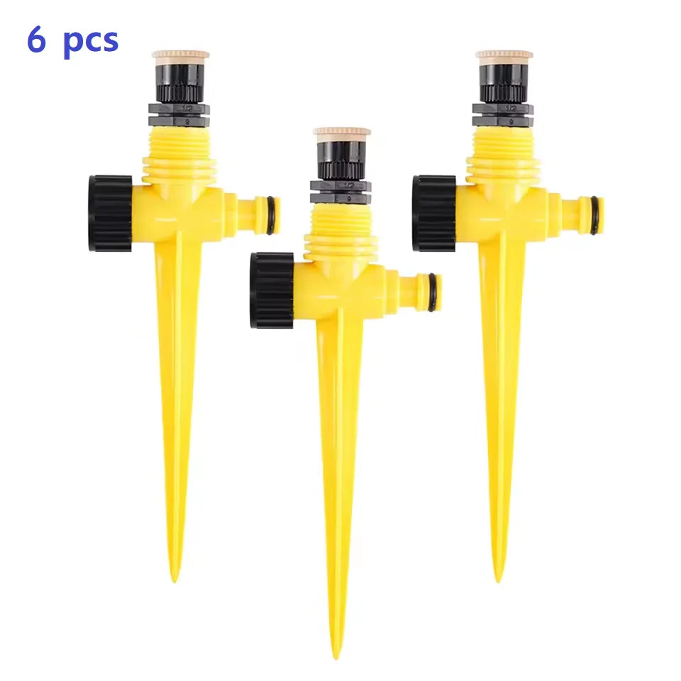 Garden Sprinkler 360° Rotation Irrigation Watering System Agriculture Ground Automatic Tube Adjustable Plug Buried Atomization Qme 6pcs Yellow
