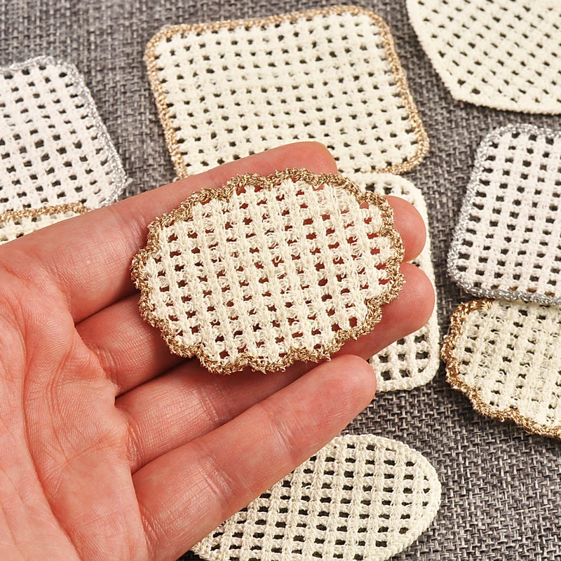 5pcs 4-6.5cm Mix Shape Embroidered Mesh Appliques For DIY Clothing Bag Decoration Patch Sewing Accessory Without Gum cp4187 Qme