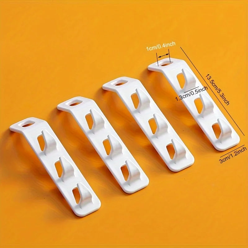 4pcs Ultimate Space Saver Hanger Set - Heavy Duty Plastic Closet Organizer with 3 Hooks for Effortless Storage of Clothes, Jeans Qme