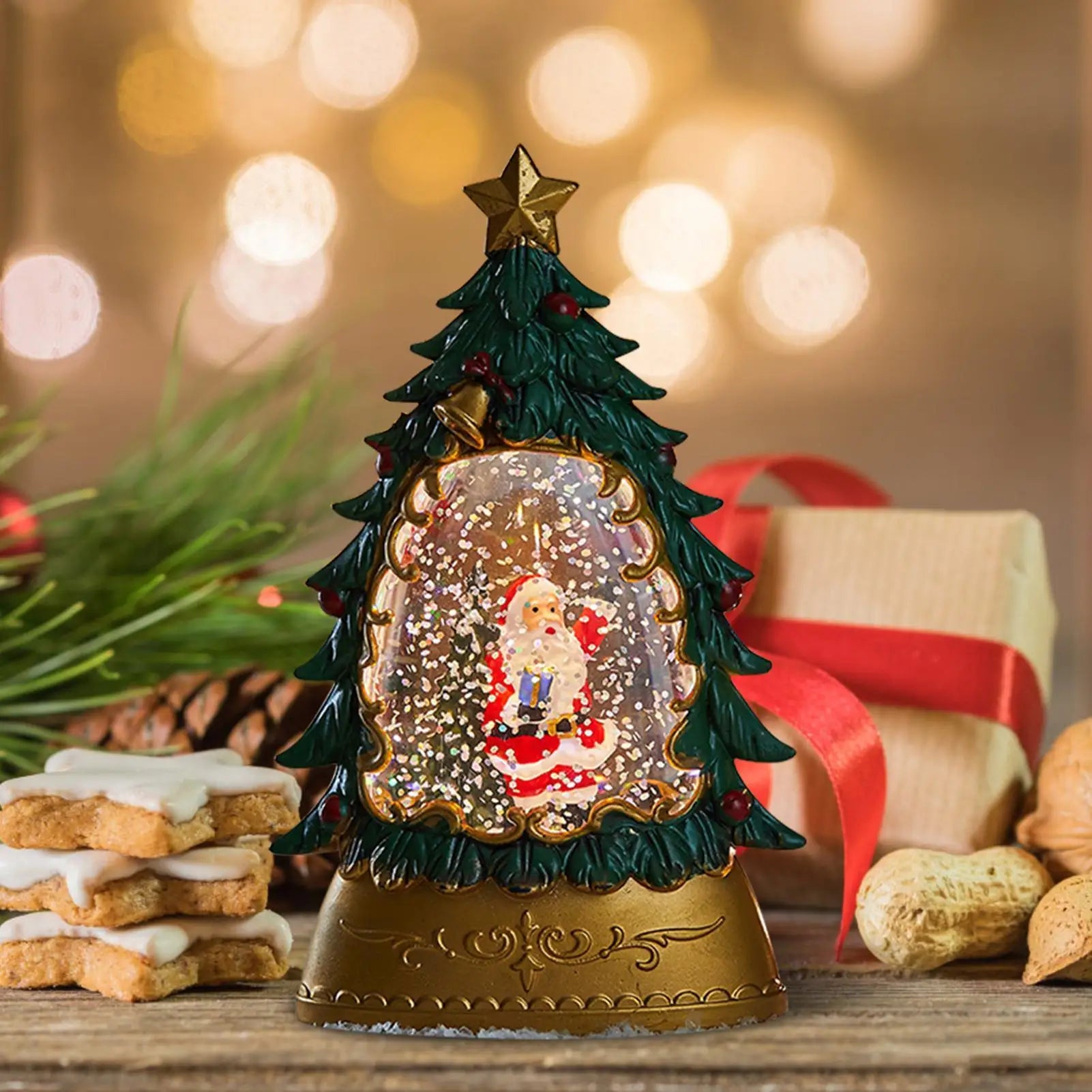 Christmas Snow Globes Glowing Globe Decoration Battery-operated Qme