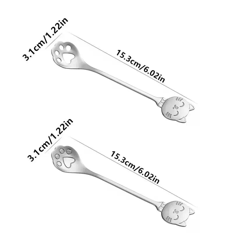 Stainless Steel Coffee Mixing Spoon Creative Cat Claw Spoon Ice Cream Cake Dessert Teaspoon Scoops Tableware Kitchen Accessories Qme