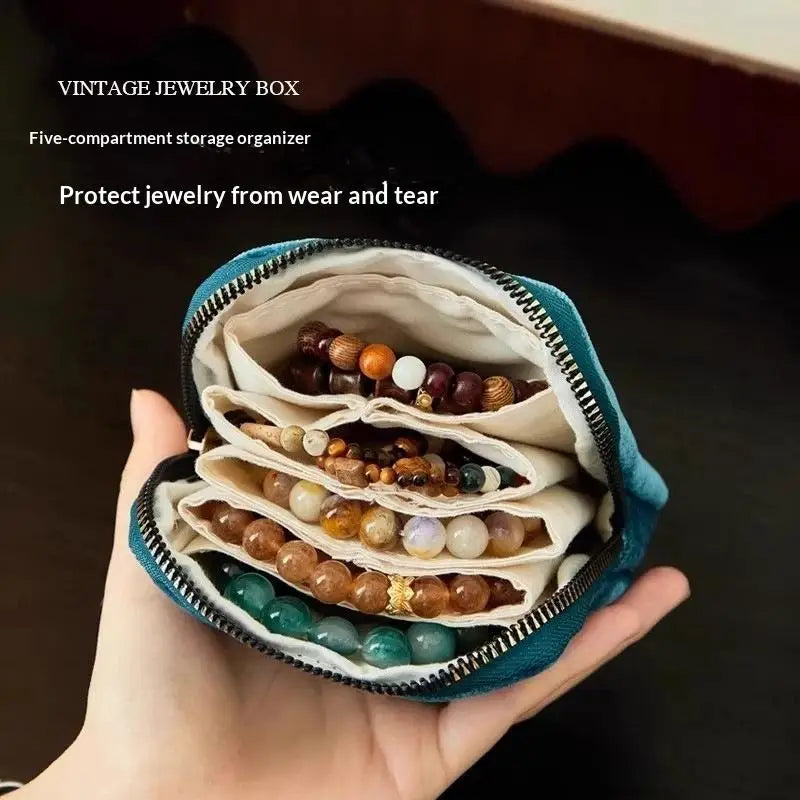 5-Layer Jewelry Storage Bag Velvet Jewelry Pouch Bags For Watch Bracelet Rings Earrings Portable Travel Jewelry Case Qme