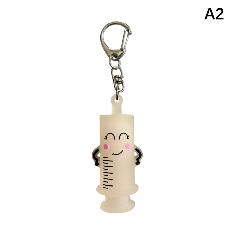 Syringe-shaped Ampoule Bottle Opener Keychain Rubber Cutter Aid Qme A2