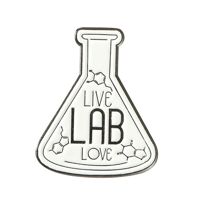 Science Stuff Enamel Pins Tube, Atomic Model,Chemical Symbol, Conical Flask Brooch Badge Gift for Science Enthusiast Wholesale Qme style-10
