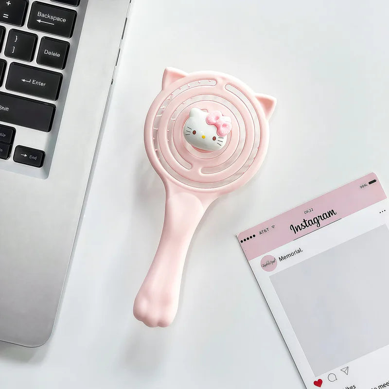 Hello Kitty Volumizing Openwork Comb Massage Cushion Comb Air-Cushion Comb Straightening Comb and Mirror 4-Piece Set Qme