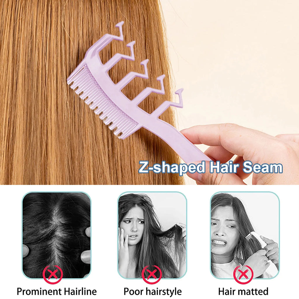 1 Hair Comb Z-shaped Wide Tooth Teasing Combs Fine Detangling Knotty Qme