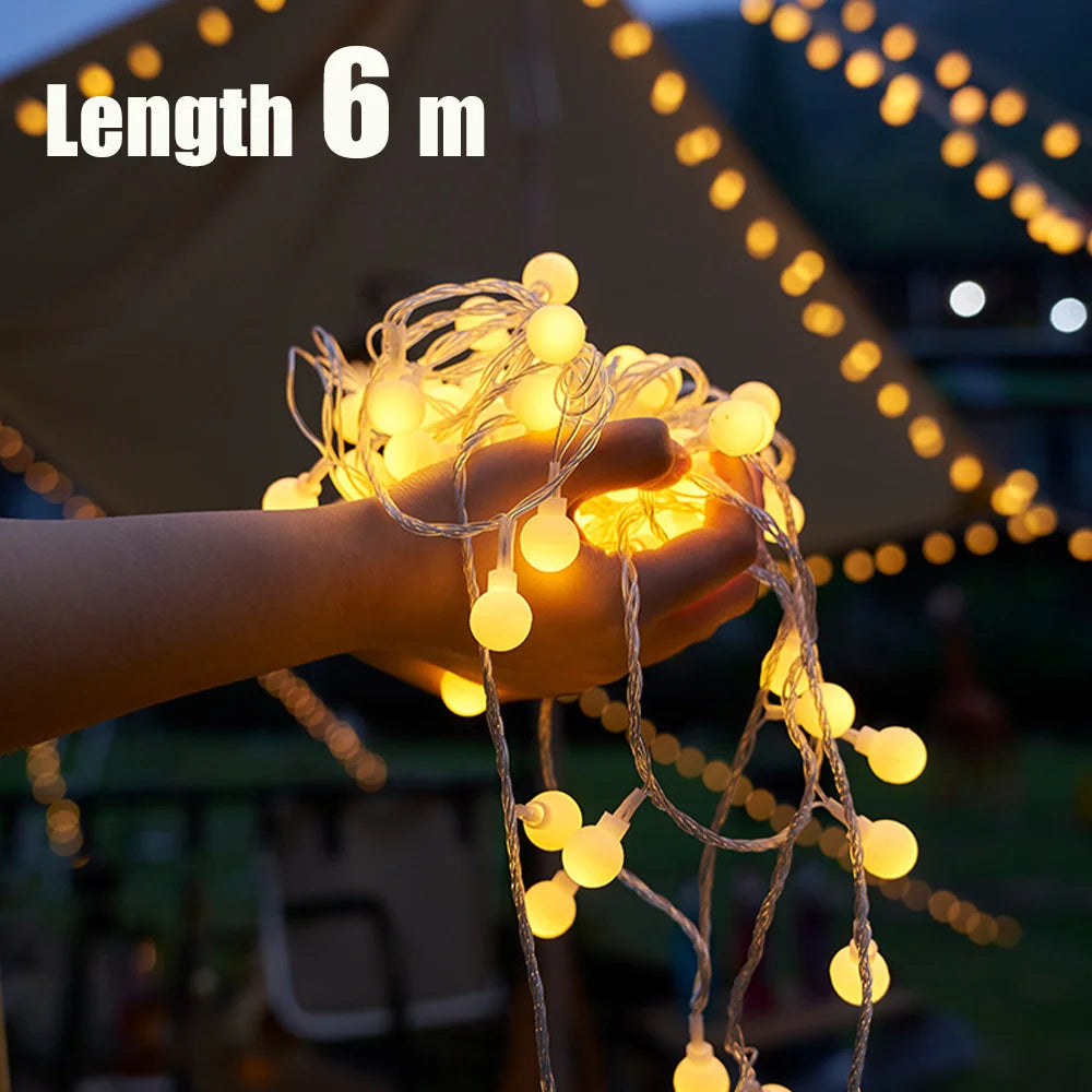 String Lights Camping Lamp Outdoor Crystal Globe Waterproof USB Qme length 6 m