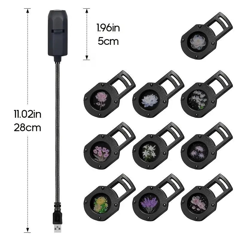 10 Patterns Dreamy Floral Pattern Projection Light Room Wall Ceiling Qme Light an 10pcs Film