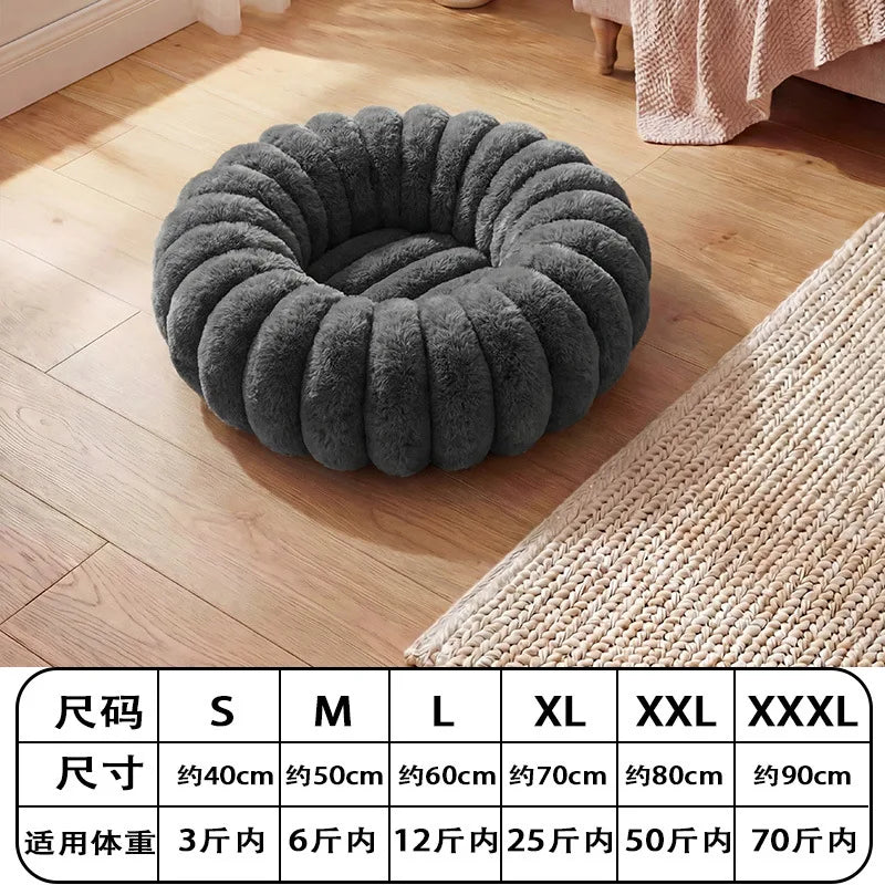 B 40-90cm 6 Sizes Round Pet Bed for Large Dog Bed Super Soft Cat Bed Plush Dog House for Medium Dog House Winter Warm Sleeping Qme
