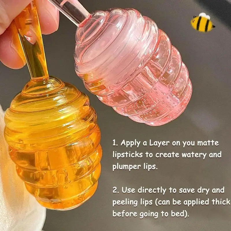 Lovely Honey Pot Lip Oil Lip Gloss Lip Balm Hydrating Lip Balm For Lip Care Moisturizing Clear Lip Oil Liquid Lipstick Qme