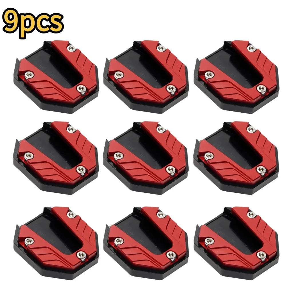 Aluminum Alloy Motorcycle Bike Kickstand Extender Foot Side Stand Extension Foot Pad Support Plate Motorbike Accessories Qme B-9pcs