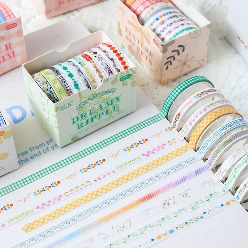 10 Roll/Box Tape Gentle Color Series Tape Cutting Pasting Thin Stickers Album Diary Decoration Phone Case Cup Diary Decoration Qme