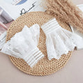 1Pair Detachable Cuffs Lace Flower Mesh Fake Flared Sleeves Double Qme WHITE One Size
