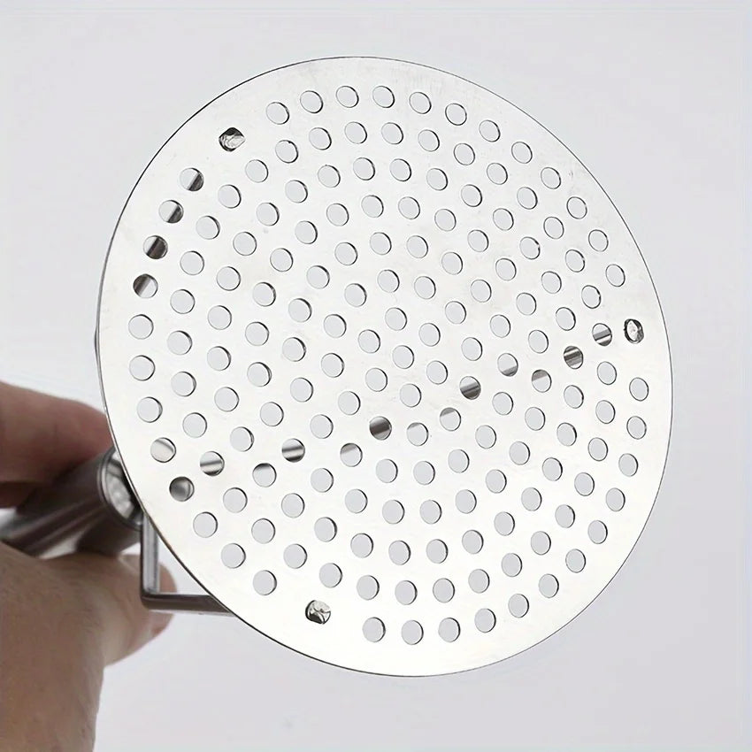 Heavy-Duty Multi-Use Potato Masher and Juicer - Stainless Steel Kitchen Tool with Comfort Grip Handle, Heavy-Duty Masher Qme