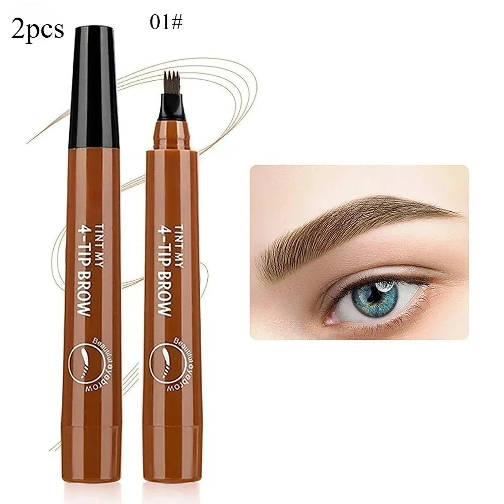 Four-pronged eyebrow pencil, four-end, long-lasting, non-smudged, water-resistant, anti-smudged eyebrow pencil Qme 01-2pcs